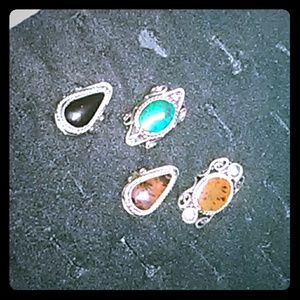 Peruvian Silver Stone Rings